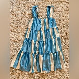 Blue and white striped babydoll dress